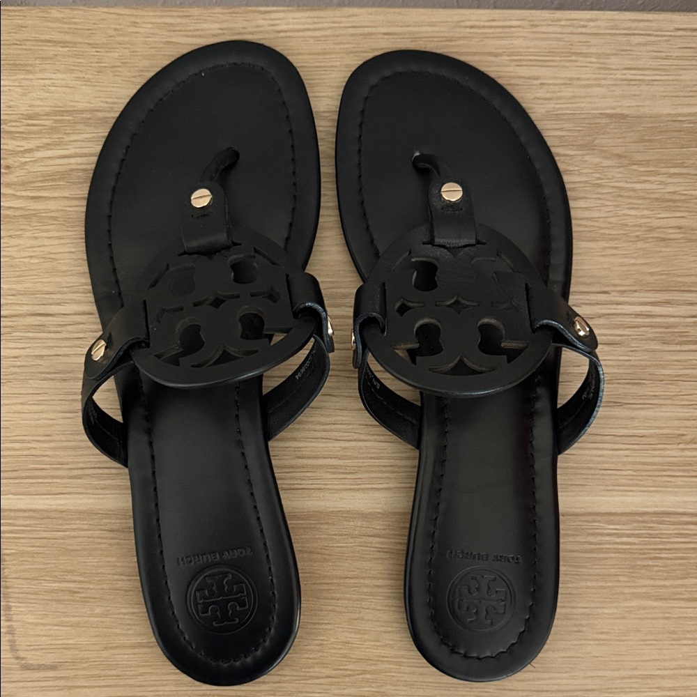 Tory Burch Black Leather Miller Sandals